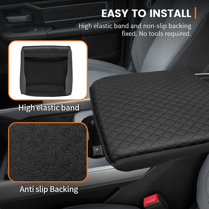 Rilsen Custom for Center Console Cover 2019-2024 2025 2026 Dodge Ram 1500/2500/3500 Armrest Cover Accessories PU Leather Armrest Seat Box Cover Protector (Bucket Seat Only) - Image 5